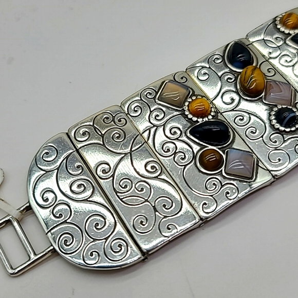 $88 NWTS Brighton "Eye Of The Tiger" Panel Bracelet w Semi-Precious Stones! 🐯 - Picture 8 of 16